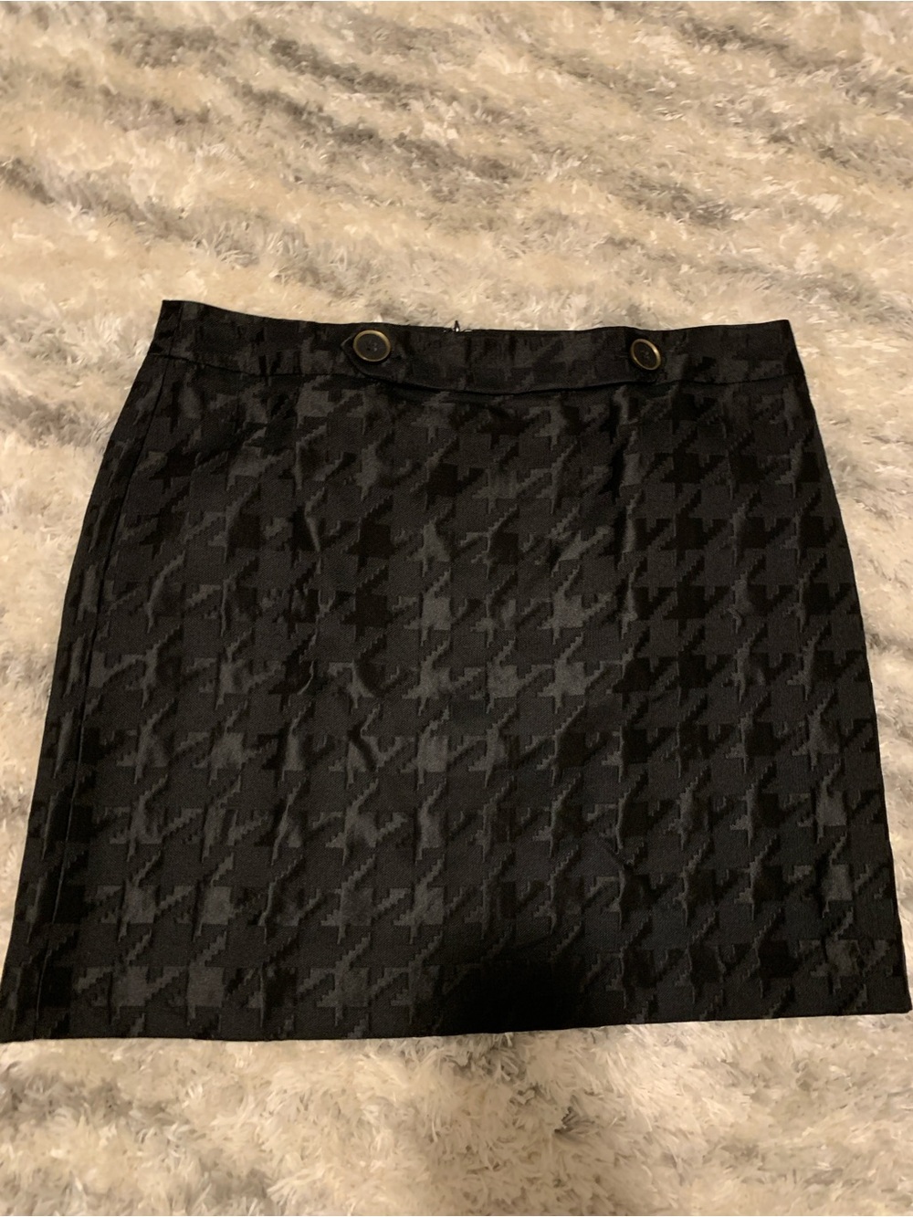 Loft Fashion Black Houndstooth Jacquard Mini Skirt